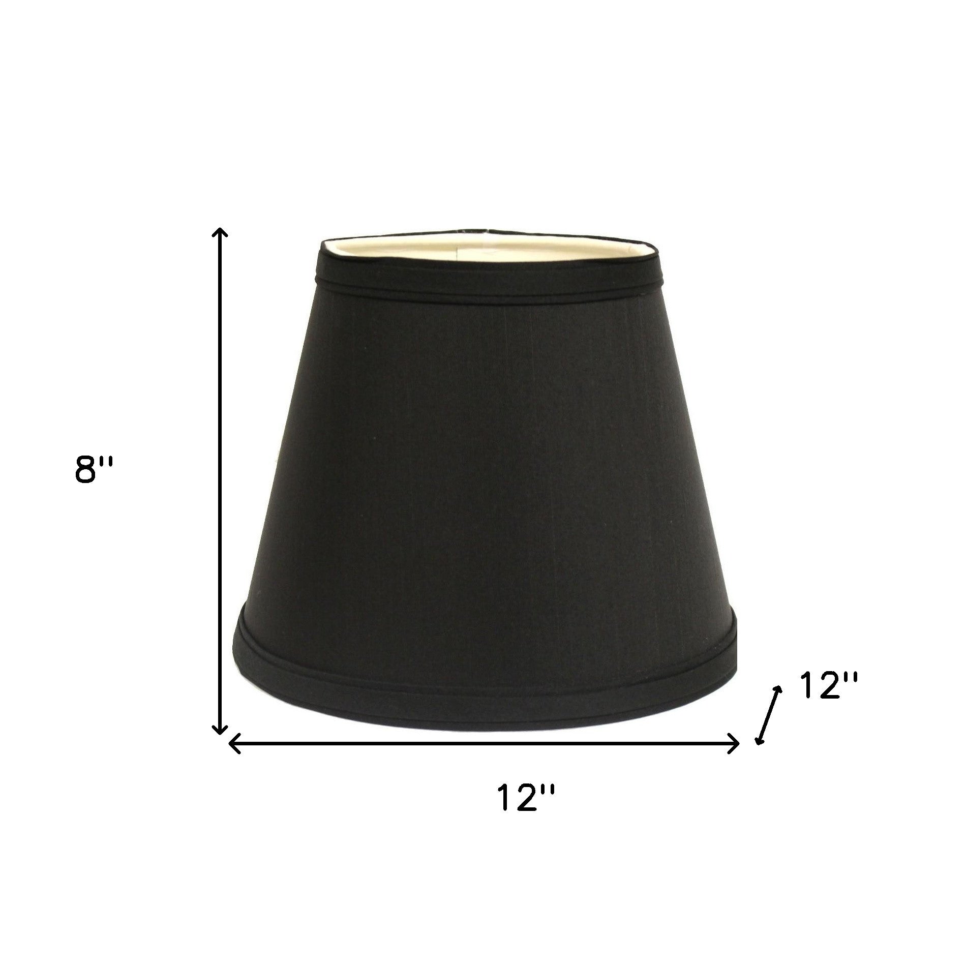 12" Black with White  Empire Hardback Slanted Shantung Lampshade - Minihomy