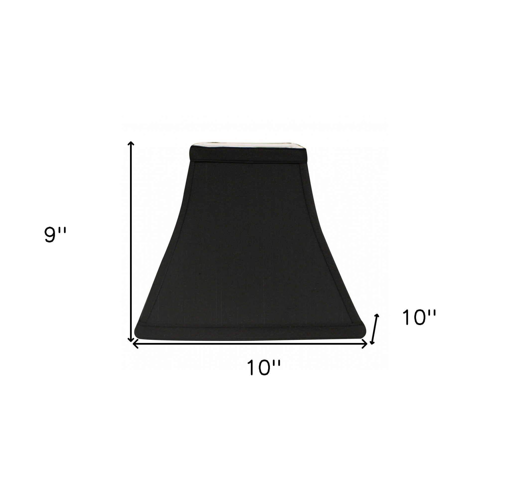 10" Black with White Lining Square Bell Shantung Lampshade - Minihomy