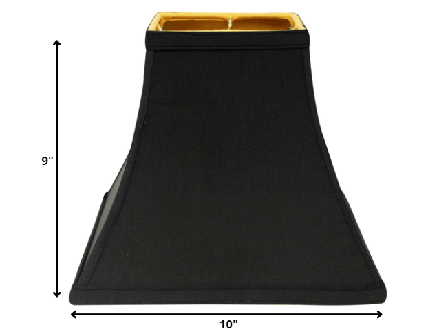 10" Black with Gold Lining Square Bell Shantung Lampshade - Minihomy