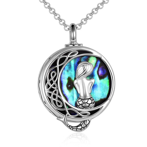 925 Sterling Silver Mermaid Urn Necklace for Women Mermaid Cremation Jewelry for Ashes