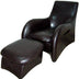 Lush Brown Leather Modern Armchair with Ottoman - Minihomy