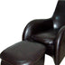 Lush Brown Leather Modern Armchair with Ottoman - Minihomy