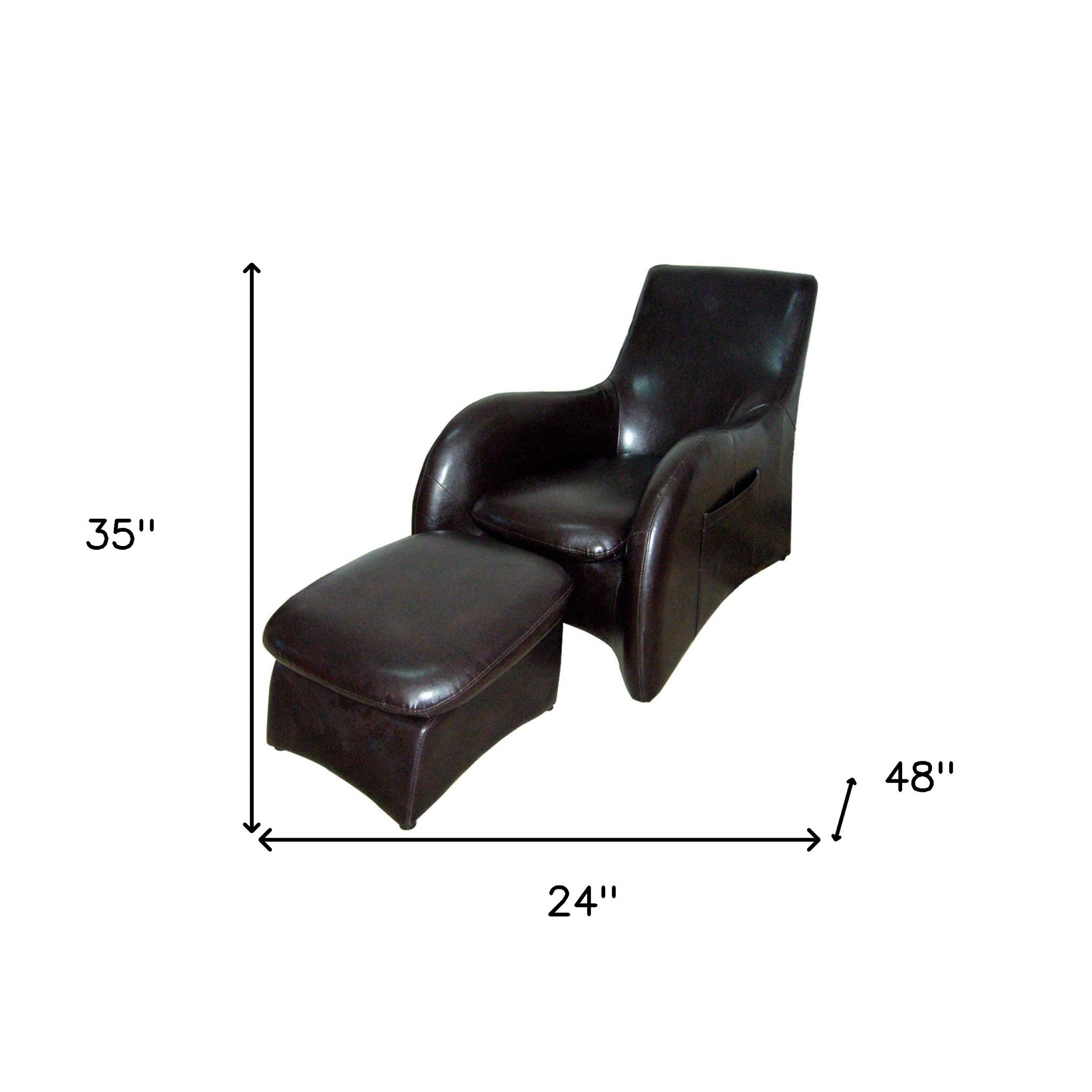 Lush Brown Leather Modern Armchair with Ottoman - Minihomy