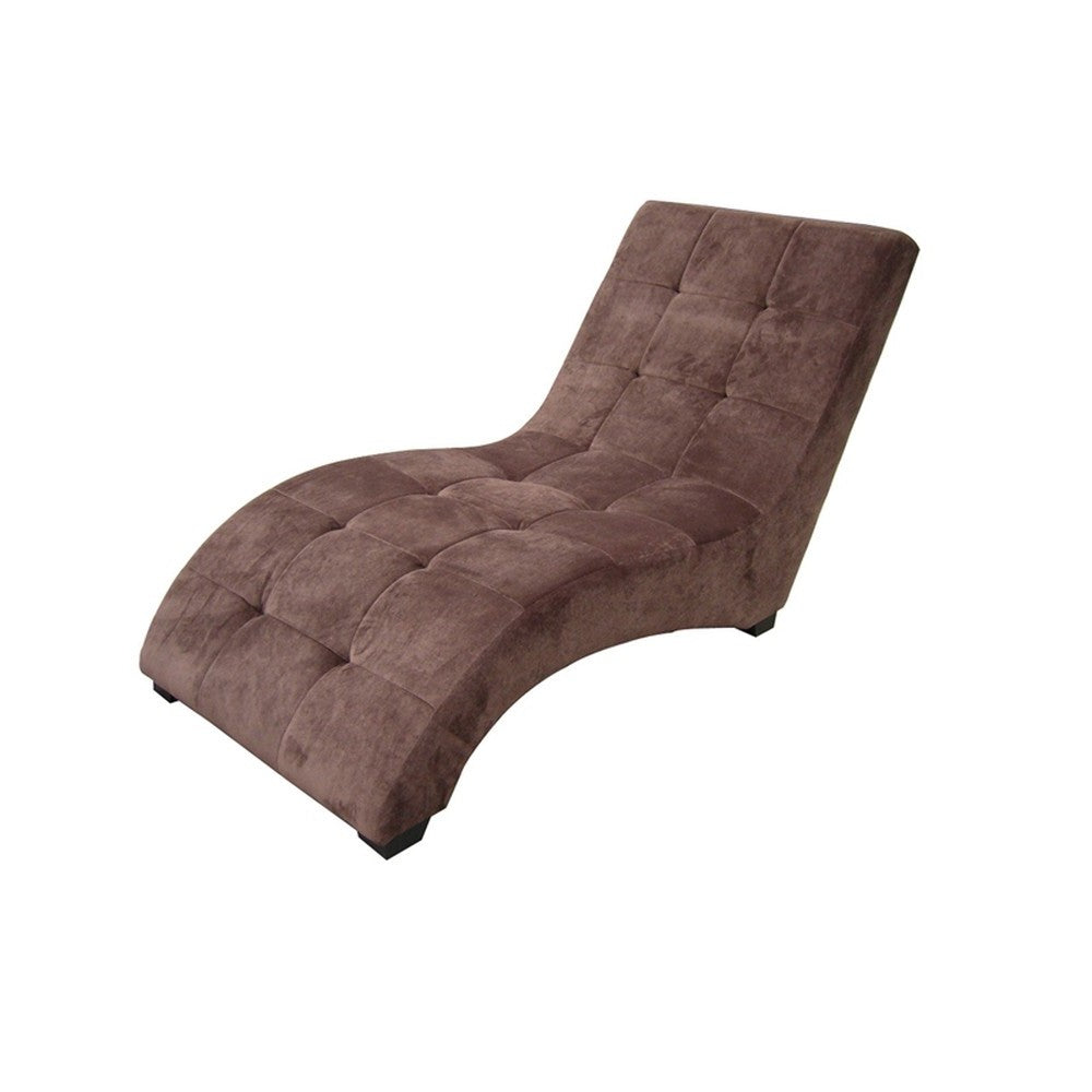 52" Brown Faux Suede Curved Chaise Lounge Accent Chair - Minihomy