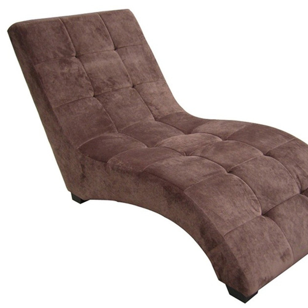 52" Brown Faux Suede Curved Chaise Lounge Accent Chair - Minihomy