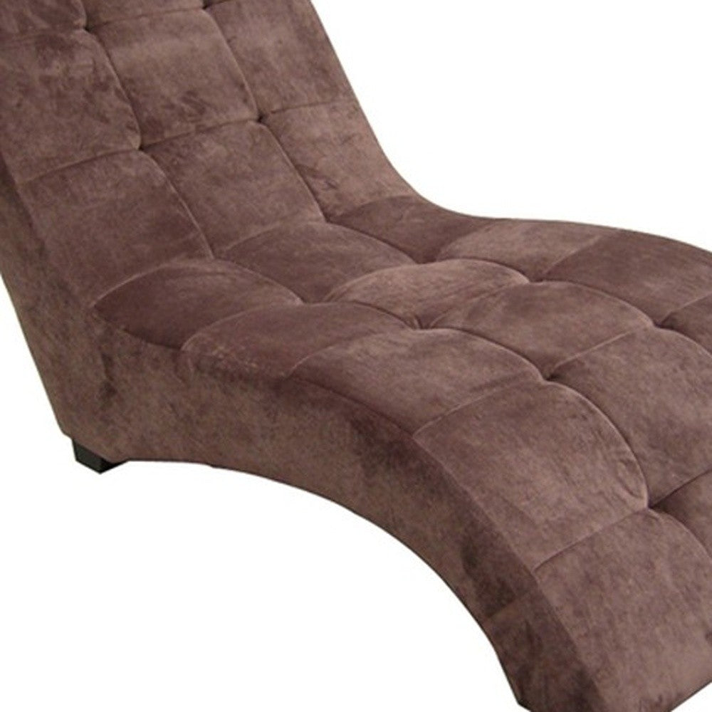 52" Brown Faux Suede Curved Chaise Lounge Accent Chair - Minihomy