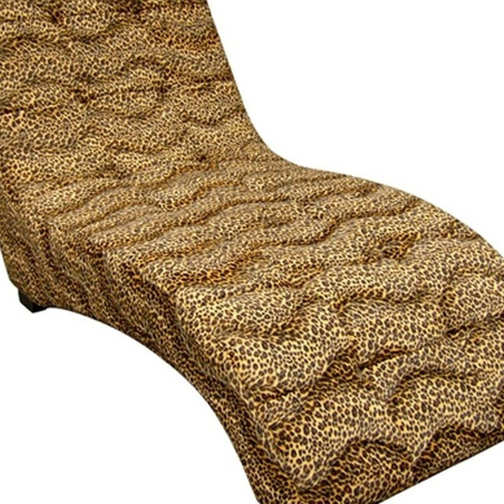 52" Leopard Print Faux Suede Curved Chaise Lounge Accent Chair - Minihomy