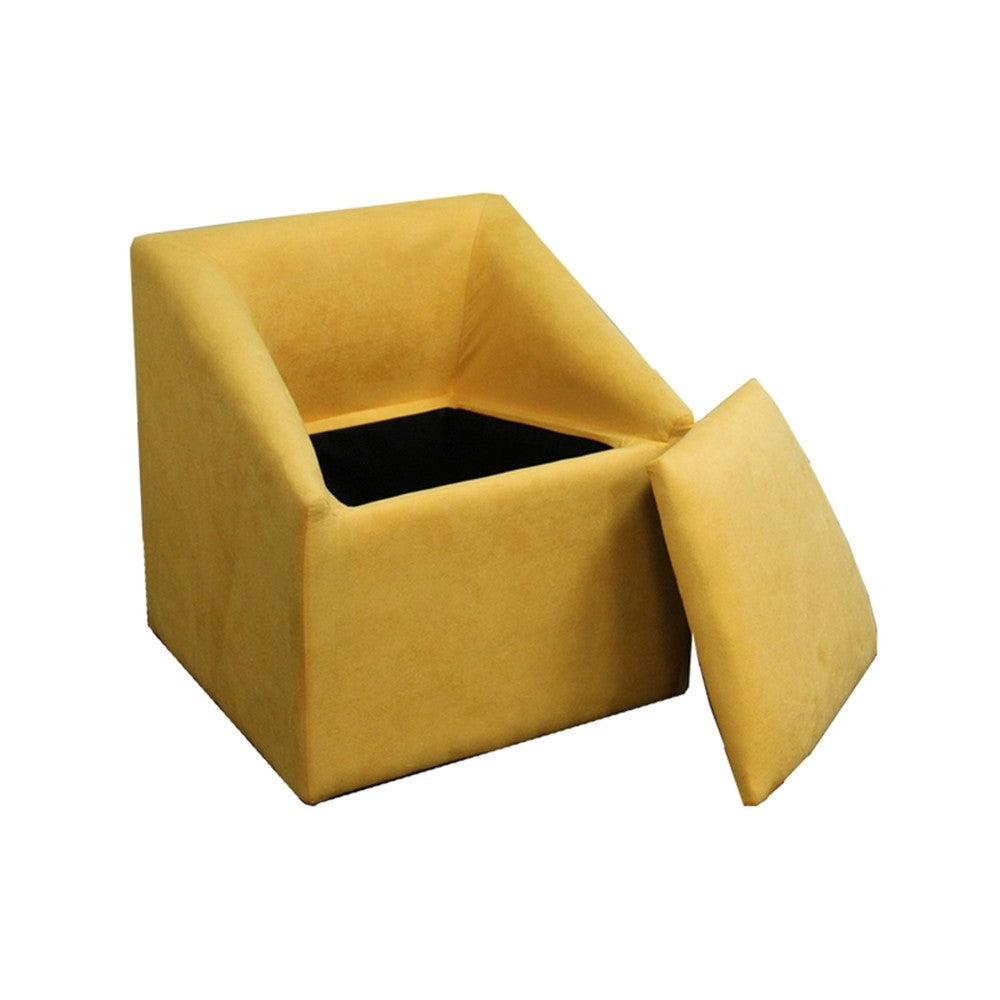 21" Modern Yellow Gold Cubed Accent Storage Chair - Minihomy