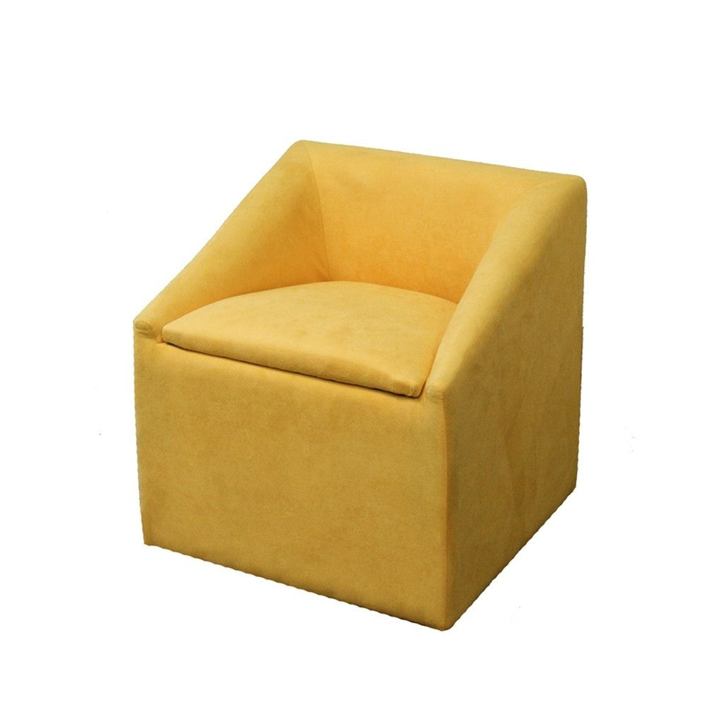 21" Modern Yellow Gold Cubed Accent Storage Chair - Minihomy