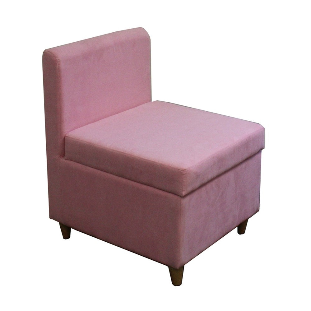 29" Mod Pink Mauve Microfiber Armless Accent Chair with Storage - Minihomy