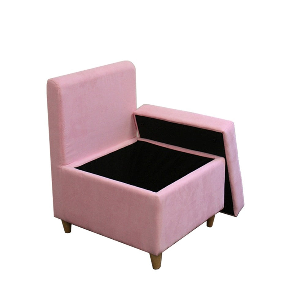 29" Mod Pink Mauve Microfiber Armless Accent Chair with Storage - Minihomy