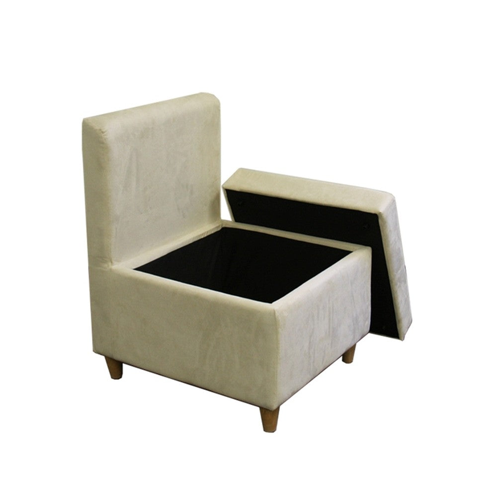 29" Mod Taupe Cream Microfiber Armless Accent Chair with Storage - Minihomy