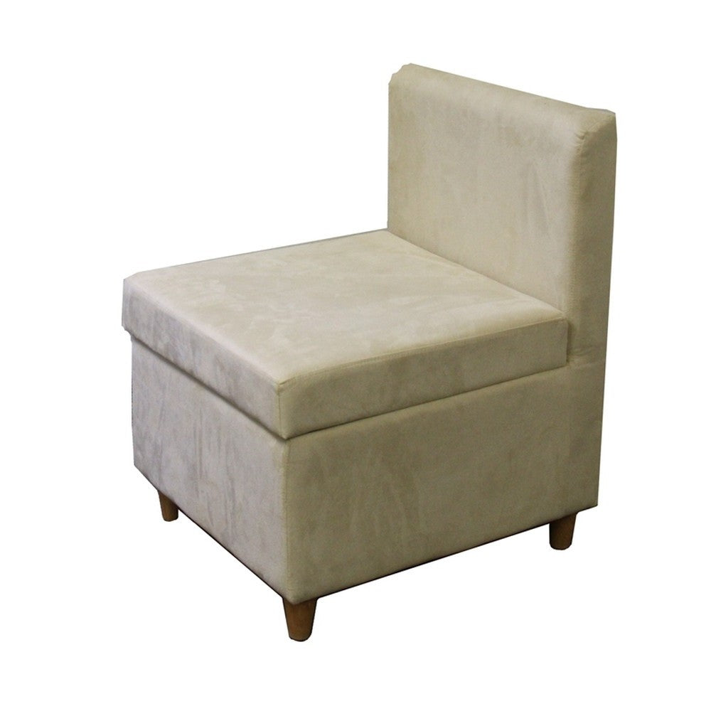 29" Mod Taupe Cream Microfiber Armless Accent Chair with Storage - Minihomy