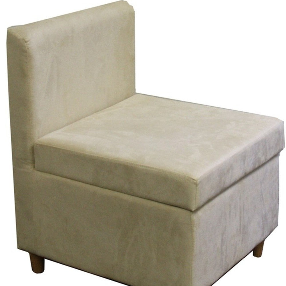 29" Mod Taupe Cream Microfiber Armless Accent Chair with Storage - Minihomy