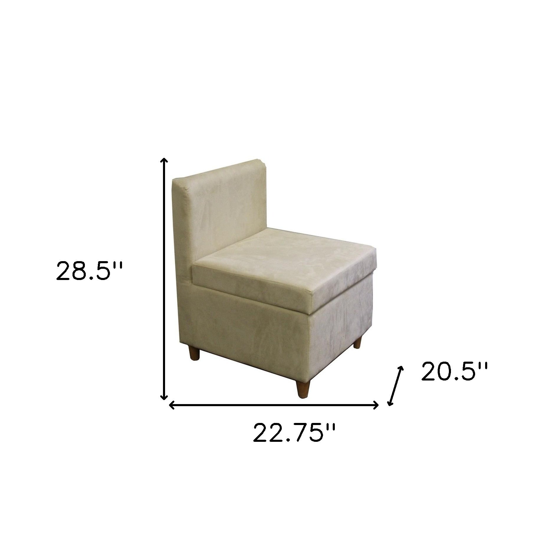 29" Mod Taupe Cream Microfiber Armless Accent Chair with Storage - Minihomy