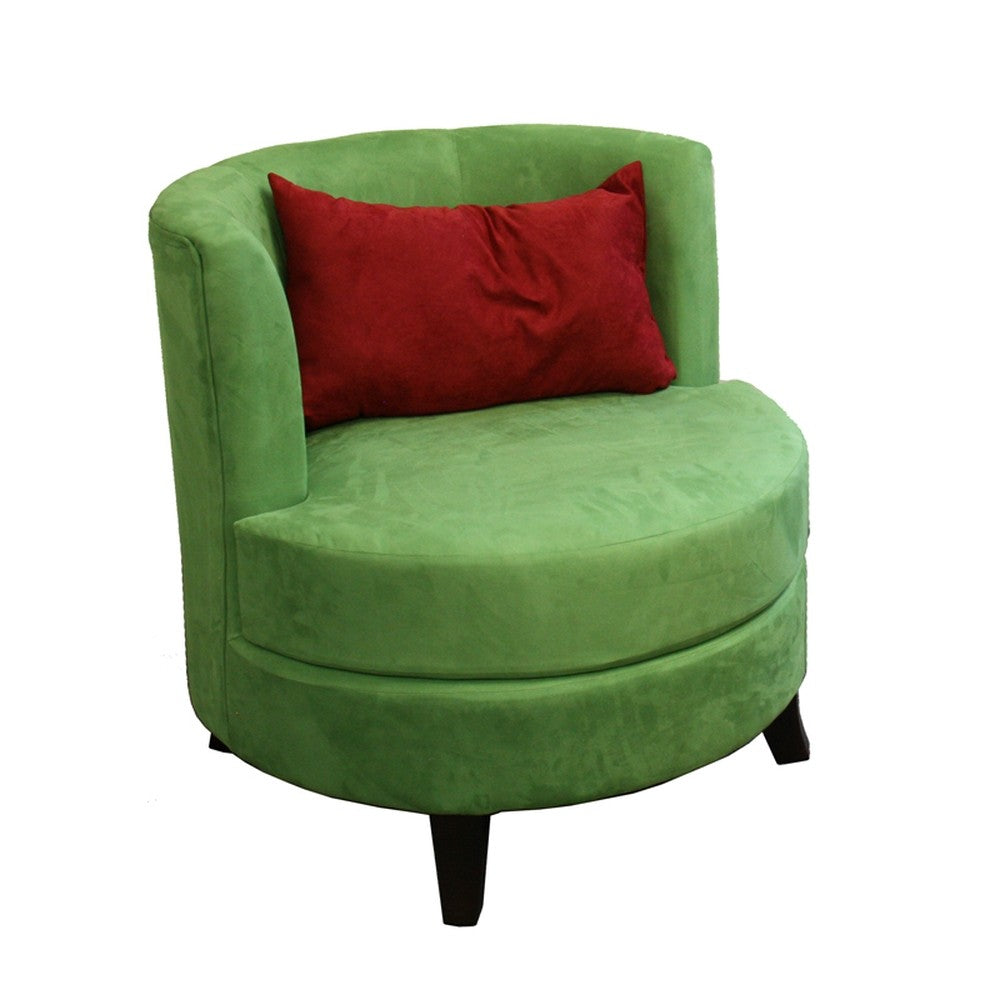 31" Green Microfiber Retro Round Accent Chair with Contrast Pillow - Minihomy