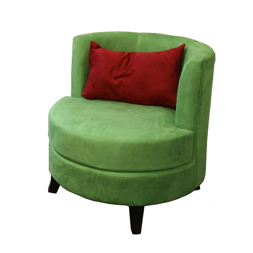 31" Green Microfiber Retro Round Accent Chair with Contrast Pillow - Minihomy