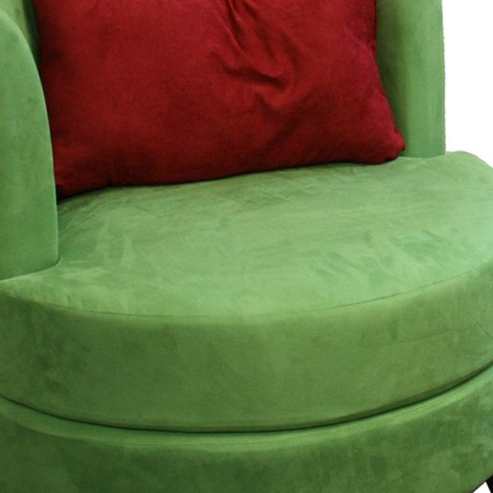 31" Green Microfiber Retro Round Accent Chair with Contrast Pillow - Minihomy