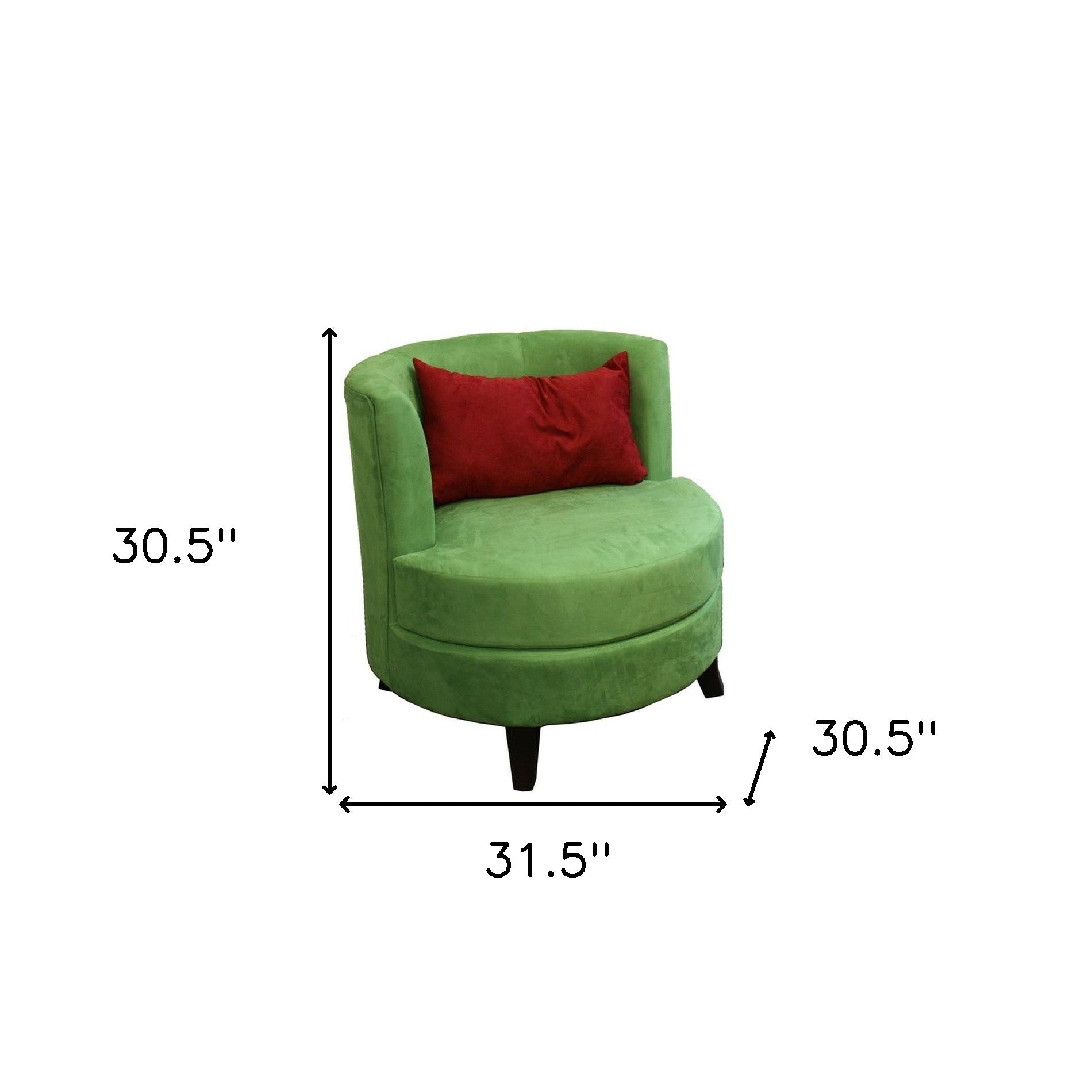 31" Green Microfiber Retro Round Accent Chair with Contrast Pillow - Minihomy