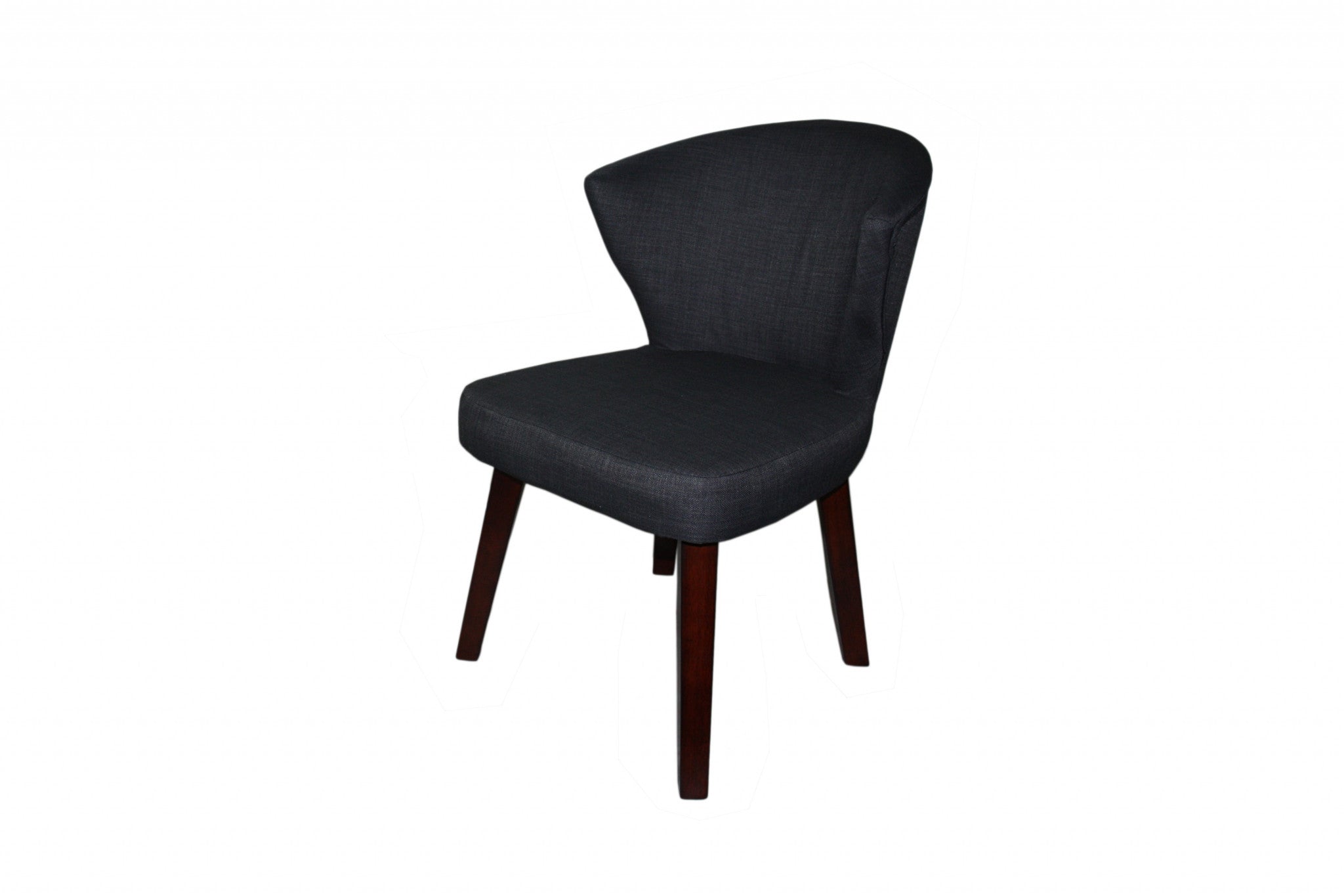 31" Dark Charcoal Grey and Black Wooden Curve Back Dining or Accent Chair - Minihomy