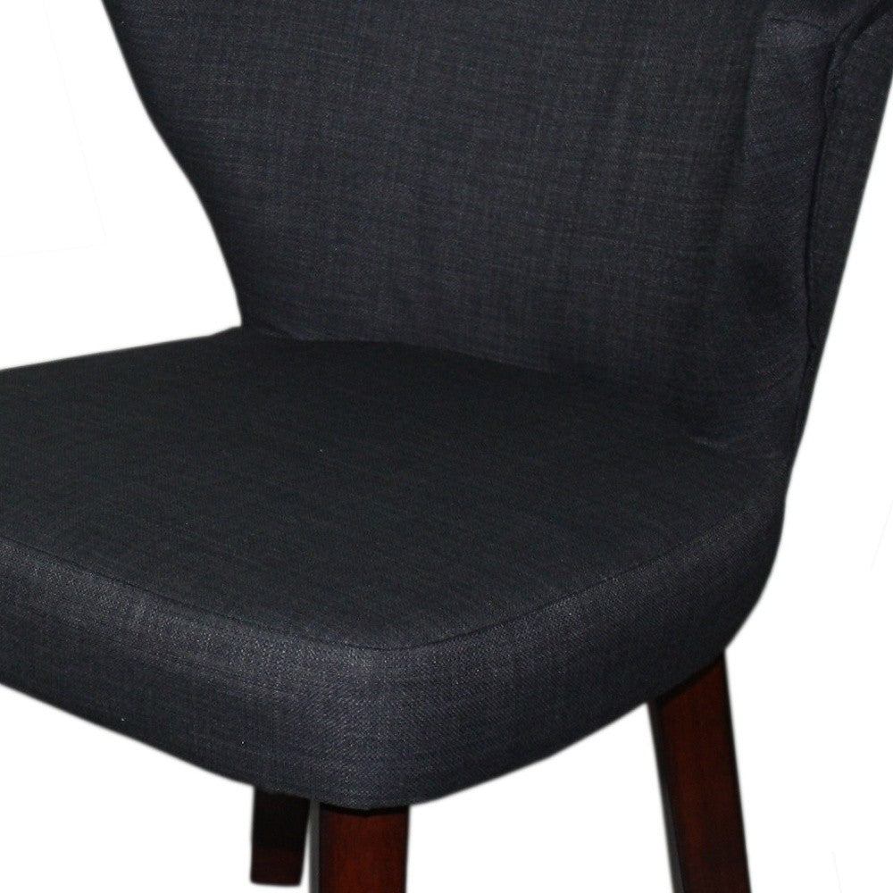 31" Dark Charcoal Grey and Black Wooden Curve Back Dining or Accent Chair - Minihomy