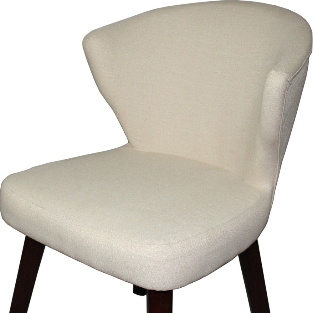 31" Cream and Black Wooden Curve Back Dining or Accent Chair - Minihomy