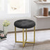 17" Black Tufted Faux Leather and Gold Stool - Minihomy