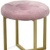 17" Pink Tufted Velvet and Gold Stool - Minihomy