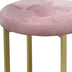 17" Pink Tufted Velvet and Gold Stool - Minihomy