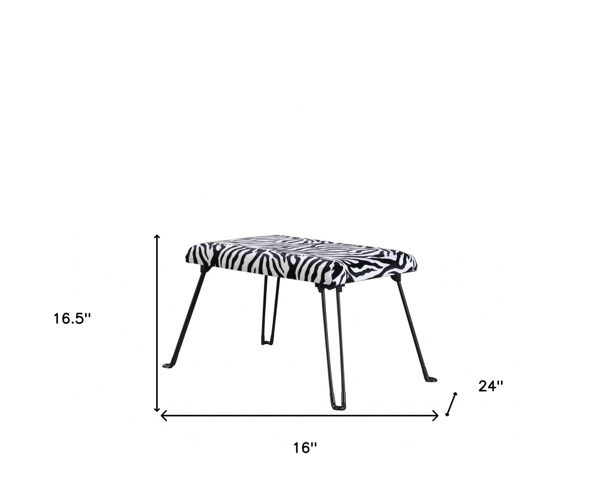 24" Faux Zebra Microfiber Folding Bench - Minihomy