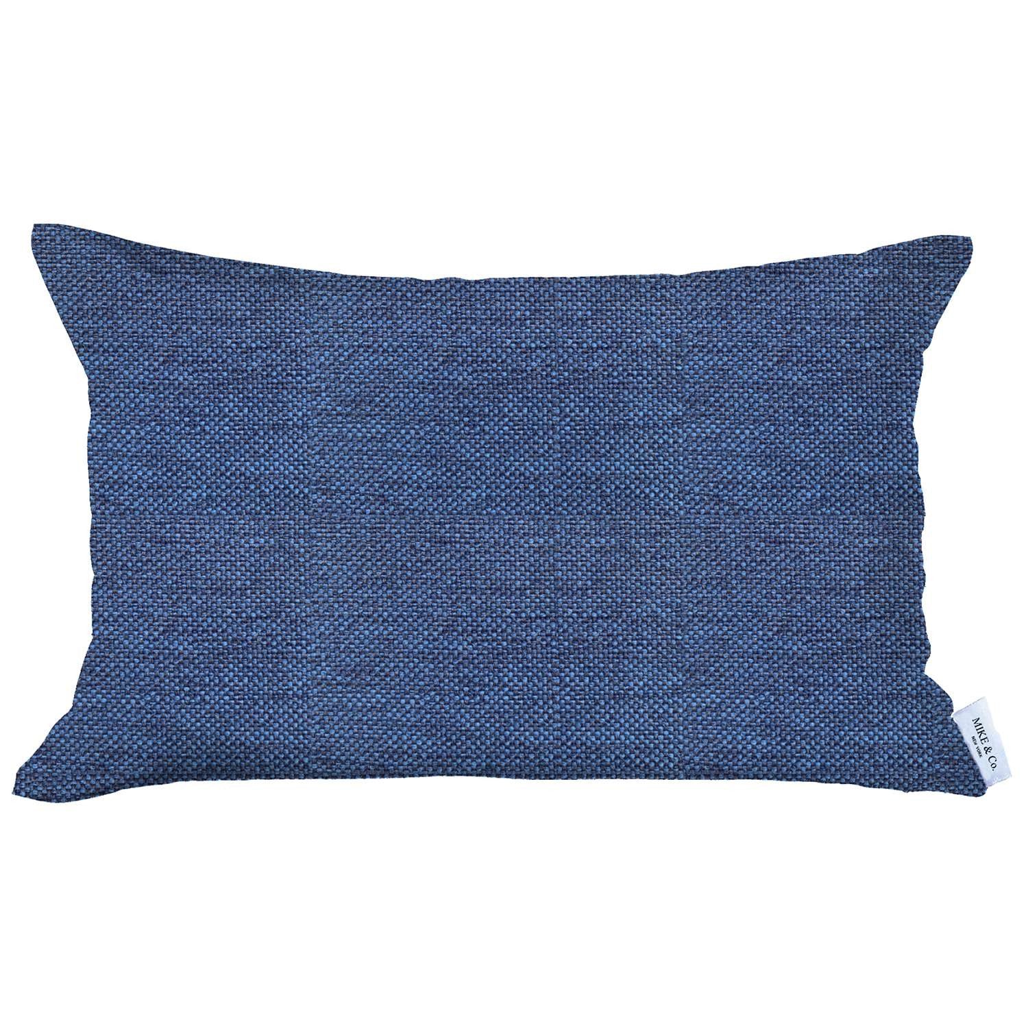 12" X 20" Blue Solid Color Zippered Handmade Polyester Lumbar Pillow Cover - Minihomy