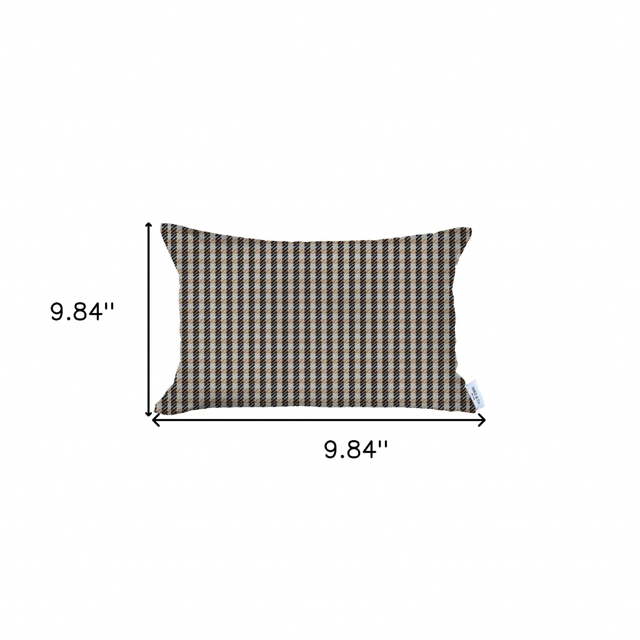 12" X 20" Brown Houndstooth Zippered Handmade Polyester Lumbar Pillow Cover - Minihomy