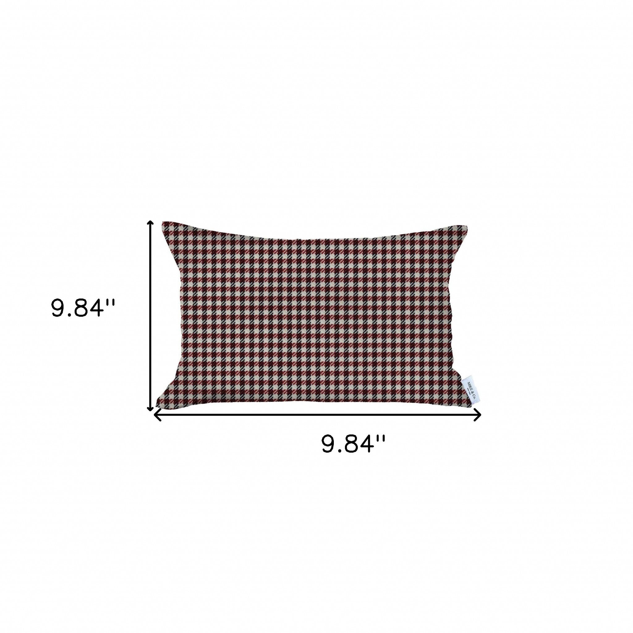 12" X 20" Red Houndstooth Zippered Handmade Polyester Lumbar Pillow Cover - Minihomy