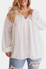 Plus Swiss Dot Babydoll Blouse - Minihomy