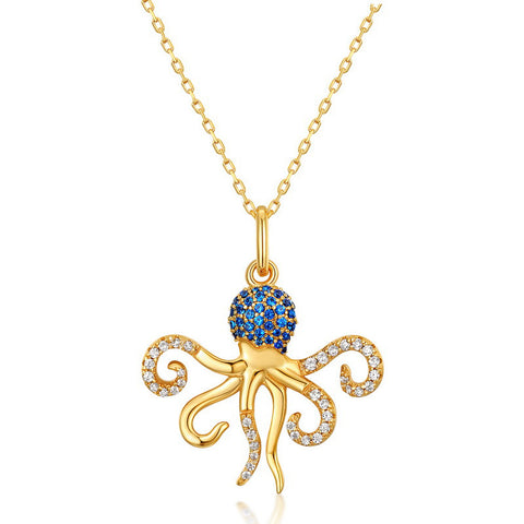 Silver blue crab spinel necklace women