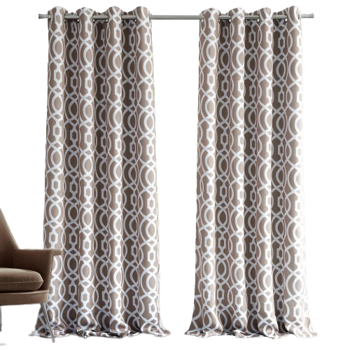 84" Taupe Trellis Black Out Window Curtain Panel - Minihomy