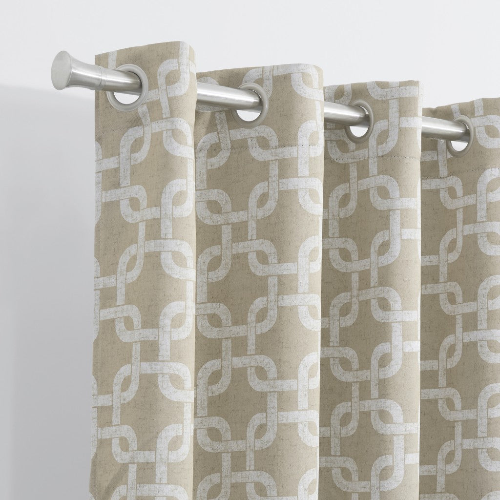 84” Sand Interlock Pattern Window Curtain Panel - Minihomy