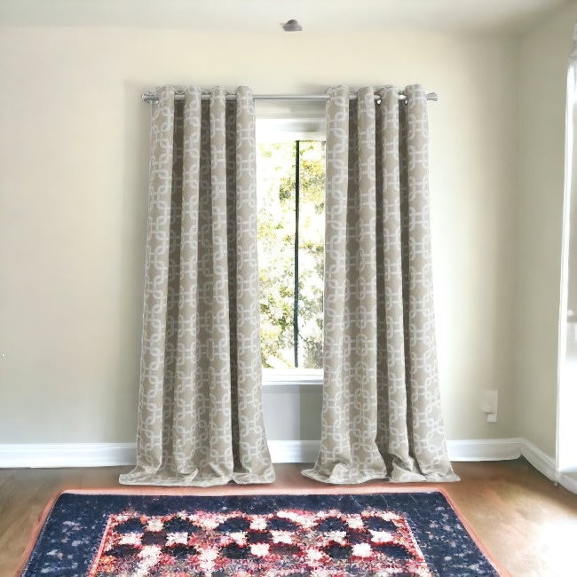 84” Sand Interlock Pattern Window Curtain Panel - Minihomy