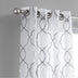 84” Silver Trellis Pattern Embroidered Window Curtain Panel - Minihomy