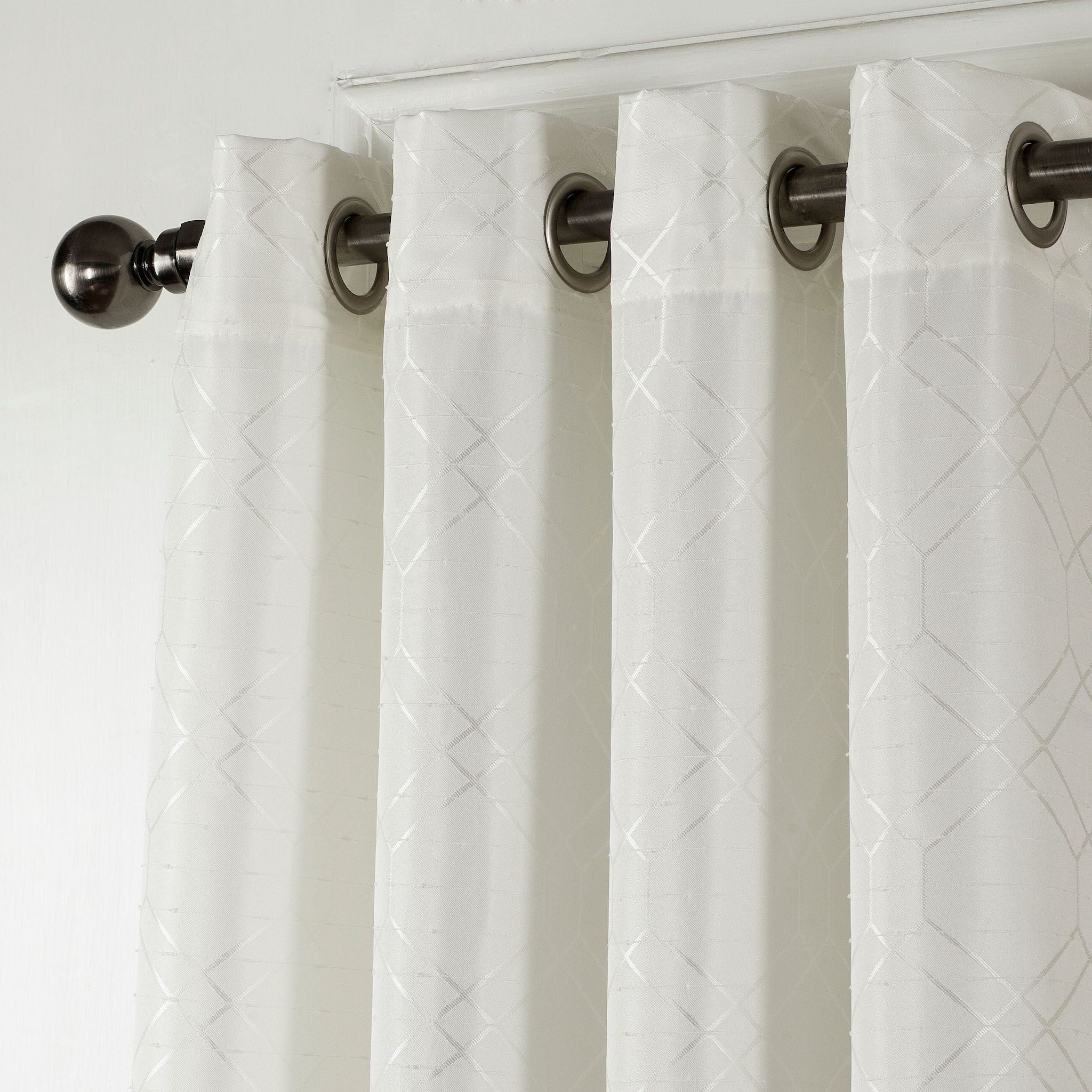 84" Ivory Linework Textured Window Curtain Panel - Minihomy