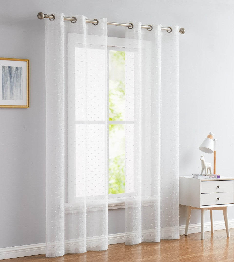 84” White Sprinkled Embellishment Window Curtain Panel - Minihomy