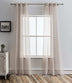 84” Tan Ribbon Embellished Window Curtain Panel - Minihomy