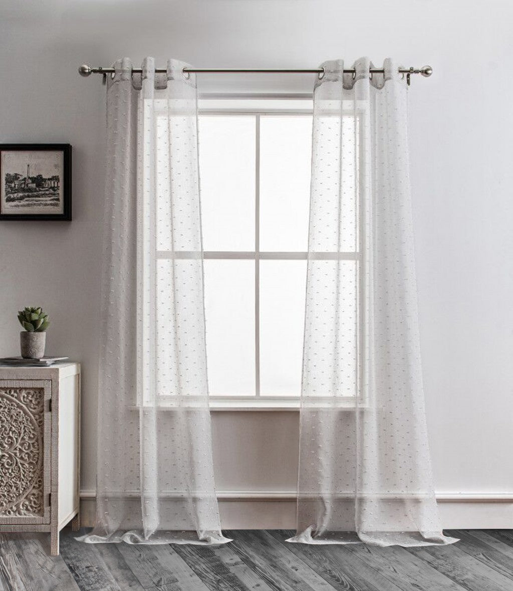 84” Gray Ribbon Embellished Window Curtain Panel - Minihomy