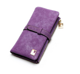 Retro matte leather two-fold draw long multi-card lady wallet