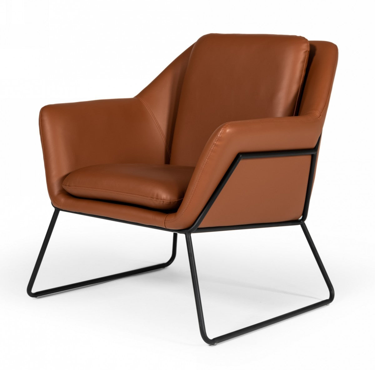 Industrial Brown Eco Leather And Black Metal Chair - Minihomy