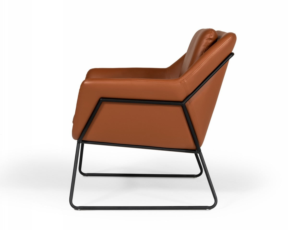 Industrial Brown Eco Leather And Black Metal Chair - Minihomy