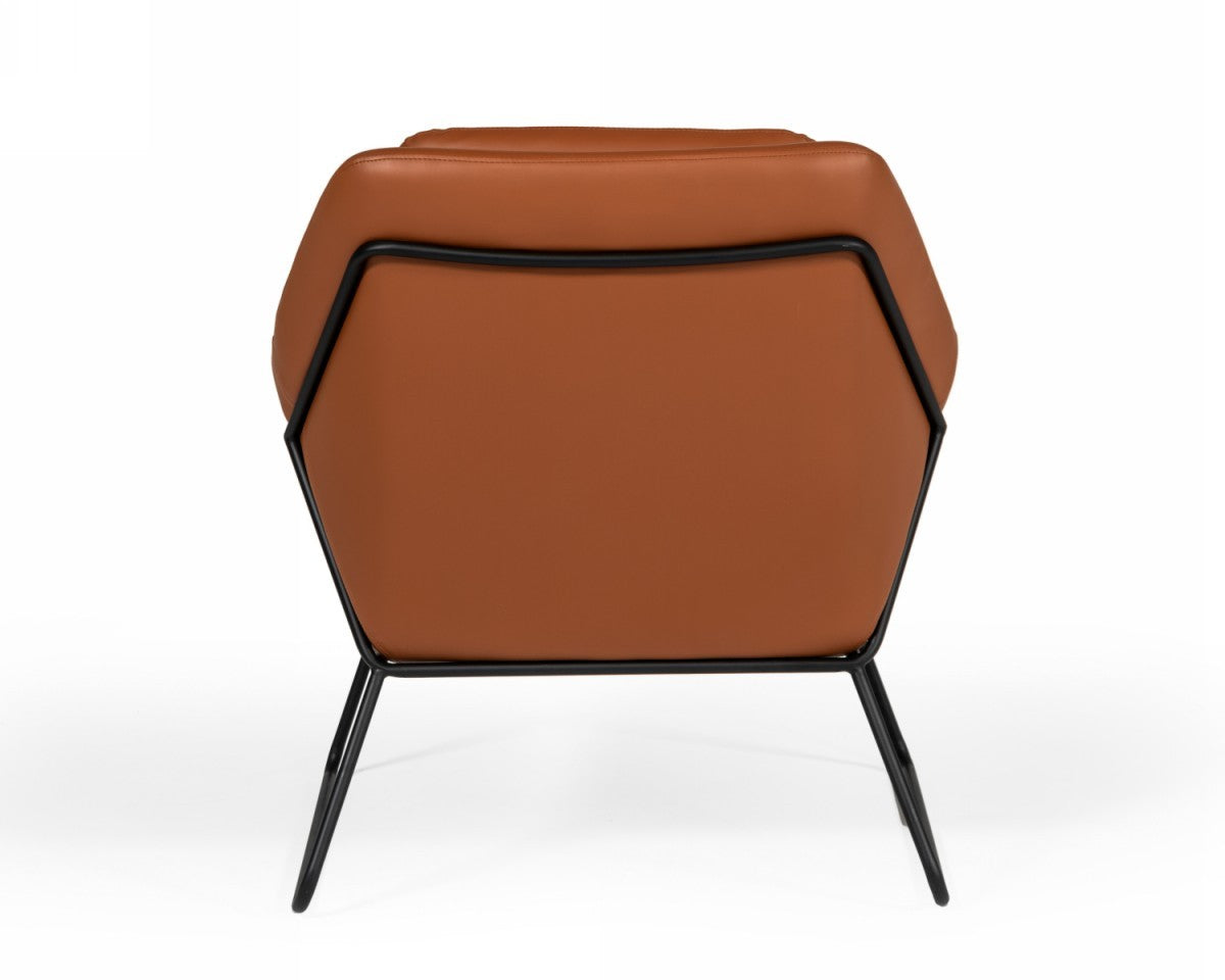 Industrial Brown Eco Leather And Black Metal Chair - Minihomy