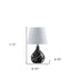 12" Black Table Lamp With White Globe Shade - Minihomy