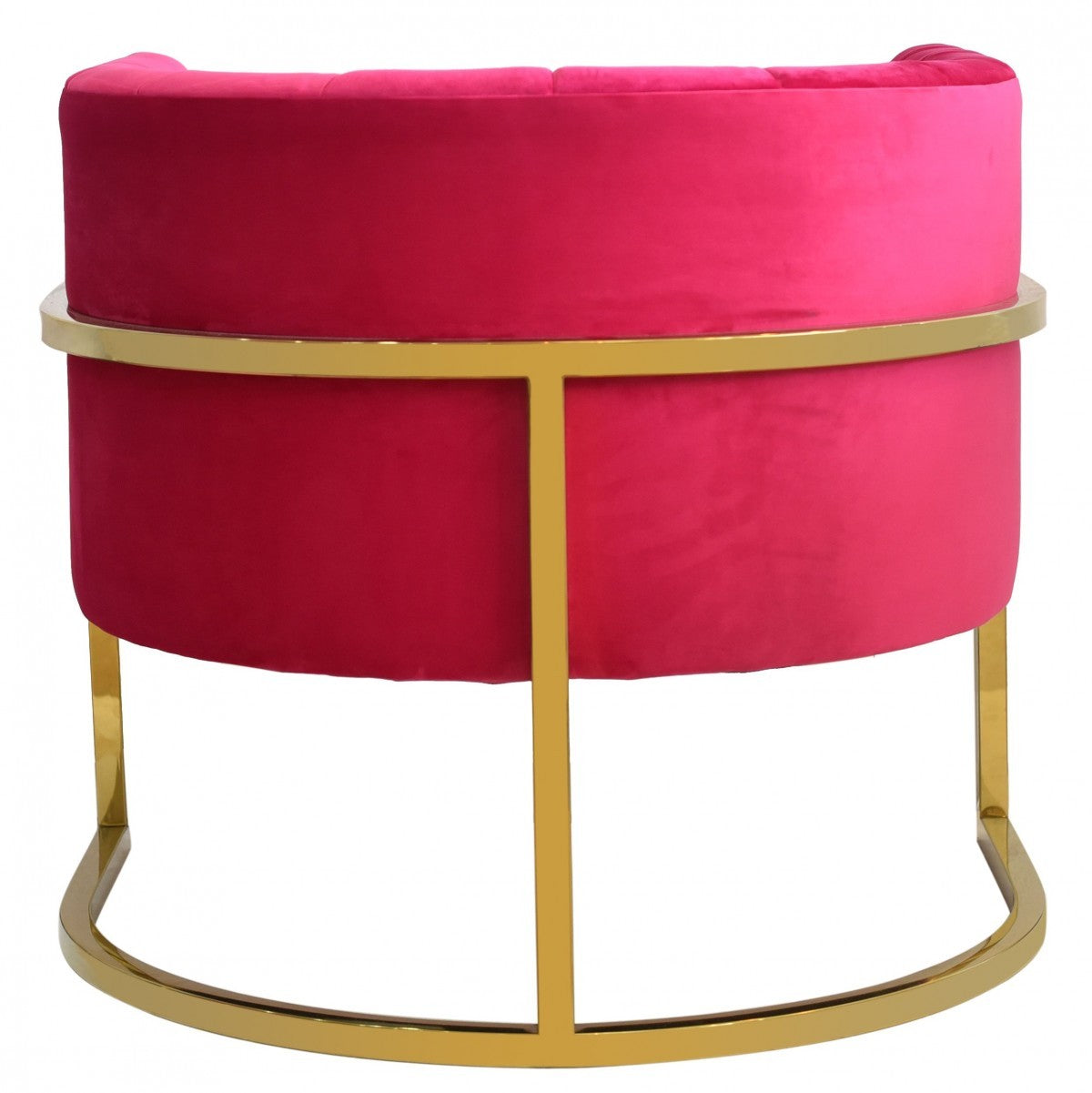 Glam Pink and Gold Channel Tufted Velvet Accent Chair - Minihomy