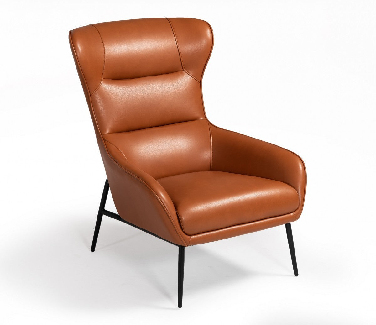 Industrial Orange Leather And Metal Lounge Chair - Minihomy